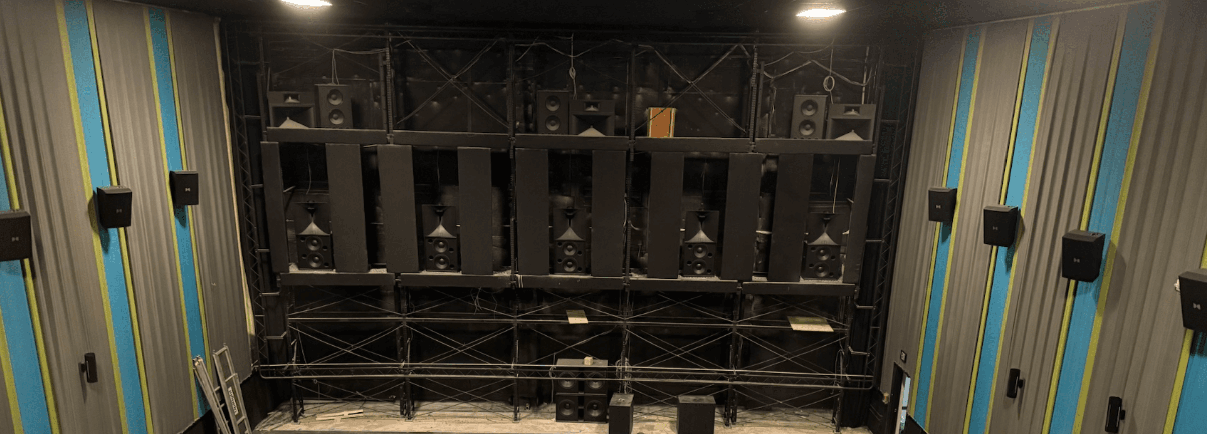 Dolby Atmos cinema speaker wall installation